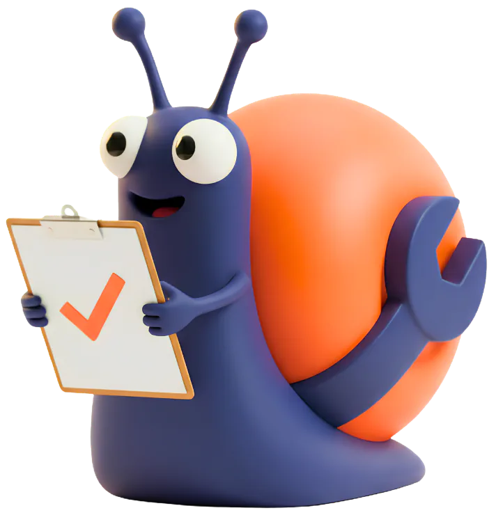SlugSync mascot holding a checked safety clipboard